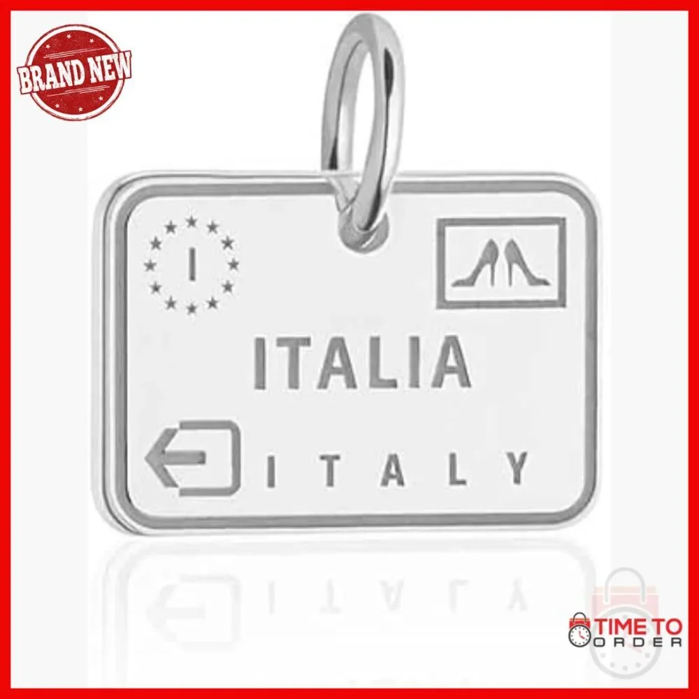 Sterling Silver Italy Travel Charm for Bracelet or Necklace 12x17mm